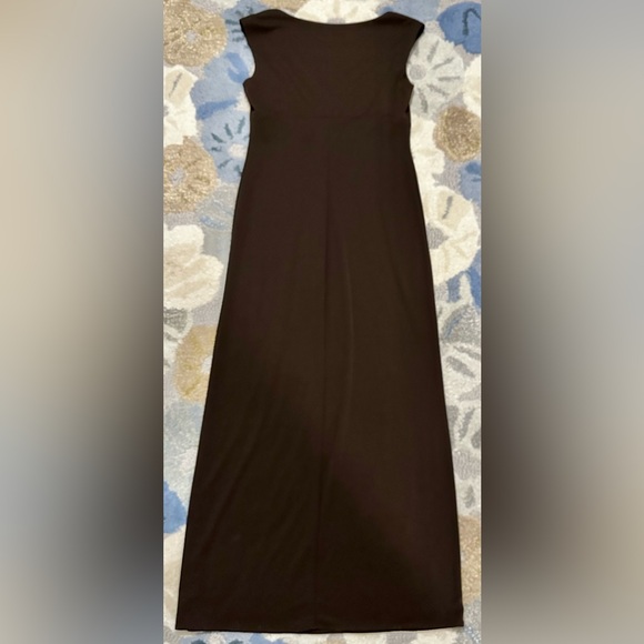 Vtg BCBGMaxAzria Collection Sleeveless Chocolate Brown V-neck Column Gown - Picture 4 of 6